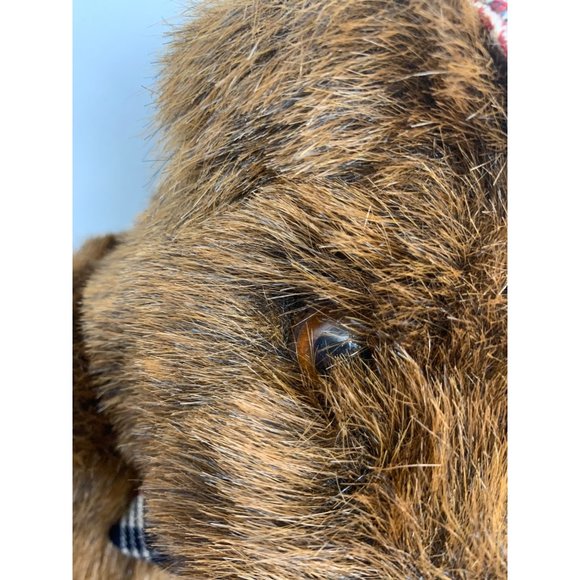 A Fiesta Toy Brown Long Leg Bear Brown 19 Inch Plaid Hat Bow Brown Plastic Eyes - Picture 14 of 14